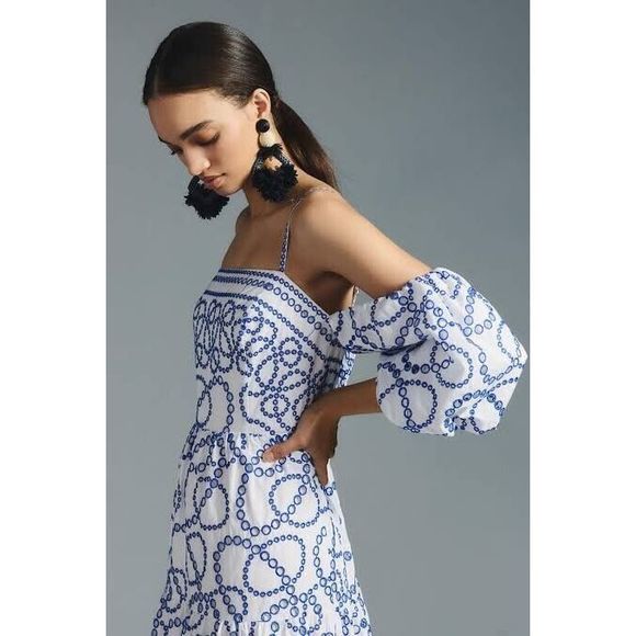 Anthropologie Puff-Sleeve Eyelet Dress - Picture 2 of 12